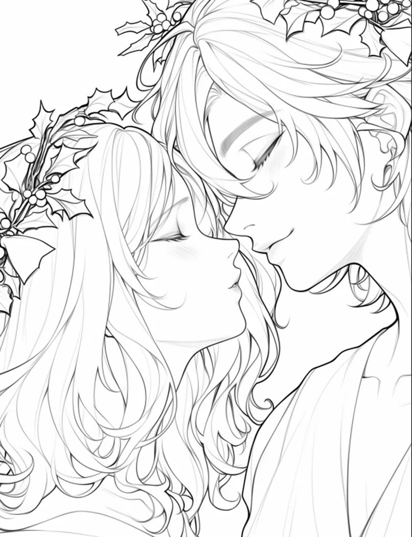 كتاب التلوين Anime Christmas Couples